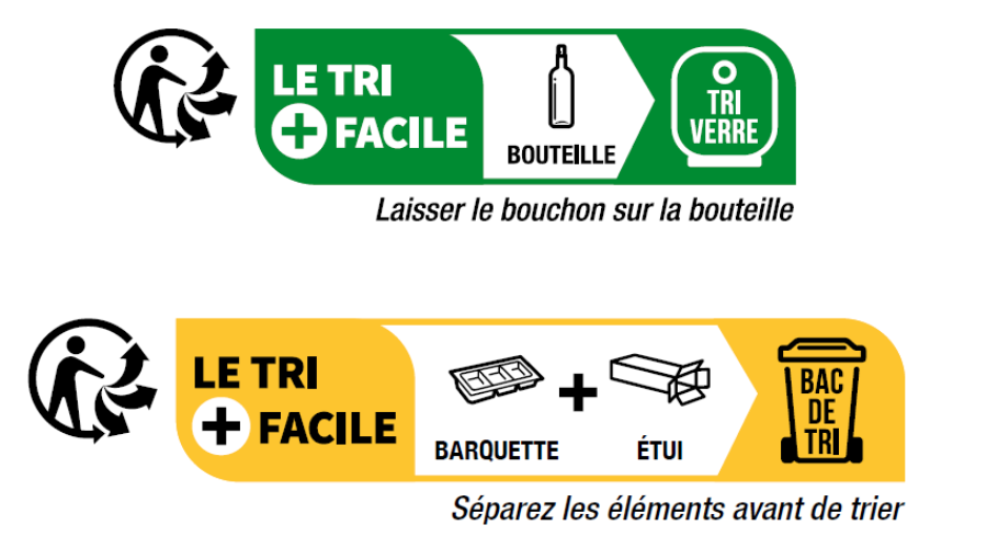 picto de deux étiquettes info tri