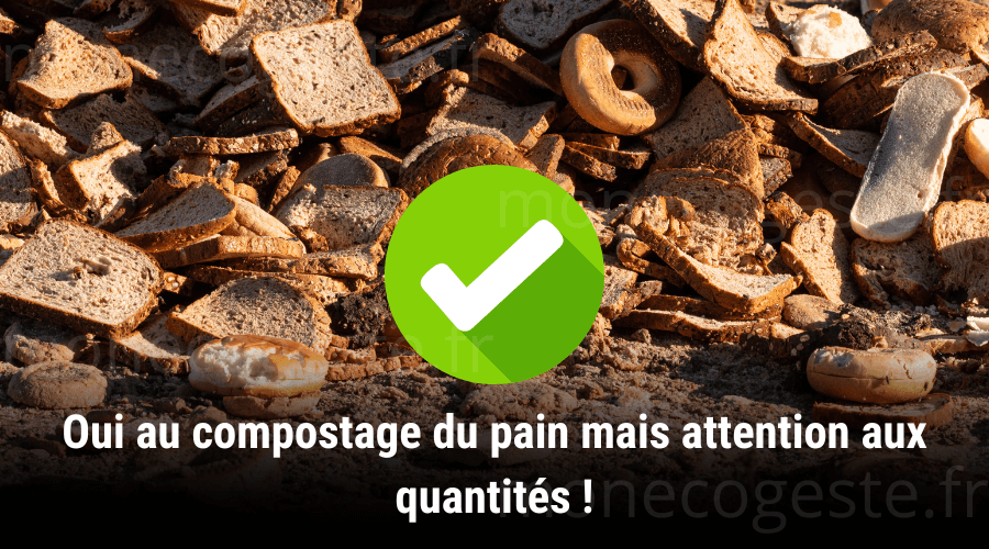 Illustration montrant une grande quantité de pain au sol, soulignant l'importance de limiter la quantité de pain ajoutée dans un composteur pour optimiser son efficacité.