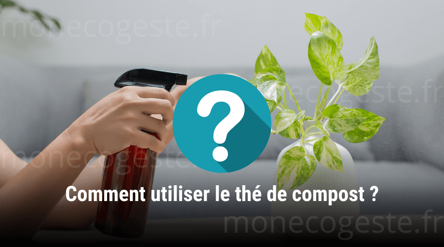 Illustration montrant l’utilisation du thé de compost en pulvérisation sur des plantes, pour enrichir le sol et stimuler leur croissance naturellement.